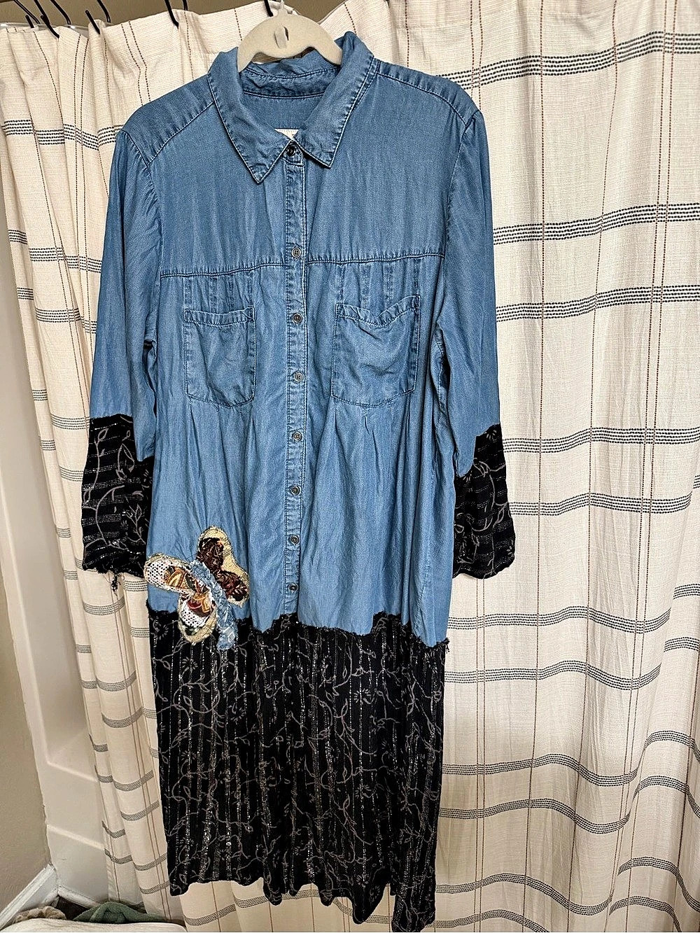 Upcycled Color Block midi Dress